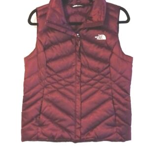 The North Face "Deep Red Garnet" Zipper Front Down Vest in Size S